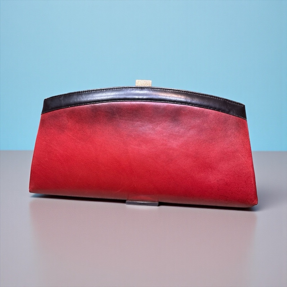 Chic Red and Black Leather Clutch